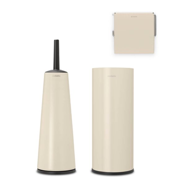 Brabantia ReNew toiletaccessoire set van 3 - toiletborstel met houder, toiletrolhouder en reserverolhouder - Soft Beige