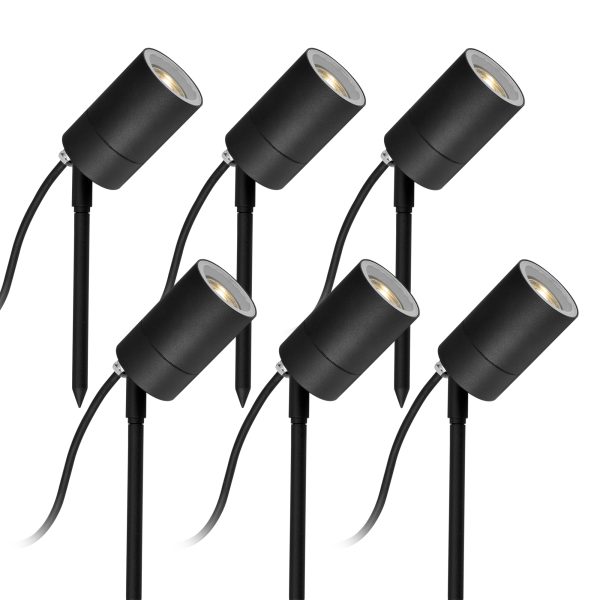 6x LED Pin Tuinspot Zwart