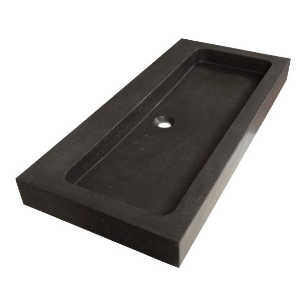 Sanituba Black Spirit wastafel basalt zonder kraangaten 100cm