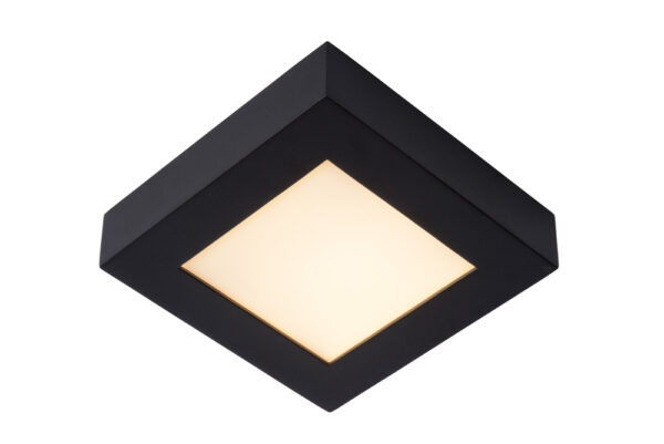 Lucide Brice vierkante plafondlamp 16.8cm 15W zwart