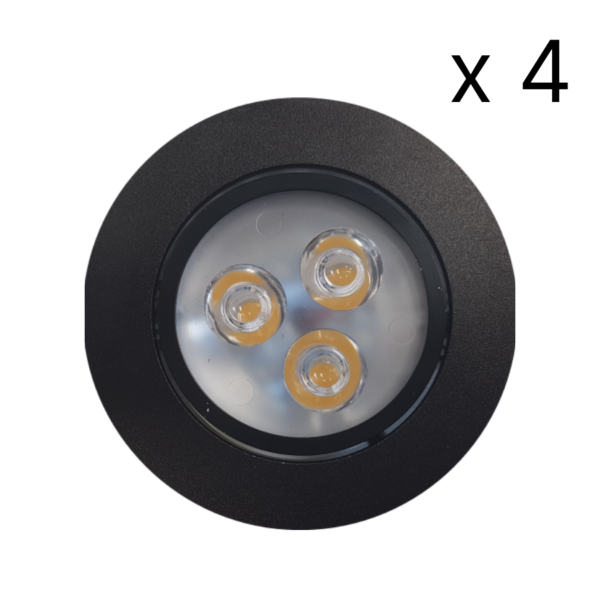 NJOY verlichtingsset met 4 LED spots 85mm 3W zwart