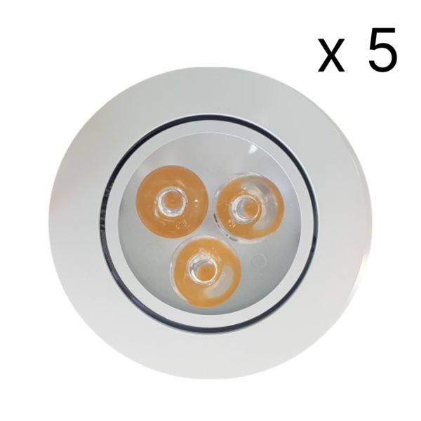 NJOY verlichtingsset met 5 LED spots 85mm 3W wit