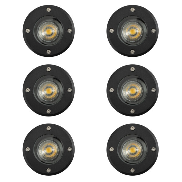 Grondspot LED Ø11 Rond Zwart set (6-stuks)