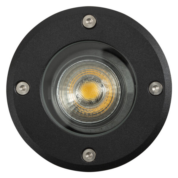 Grondspot LED Ø11 Rond Zwart met dag en nacht sensor