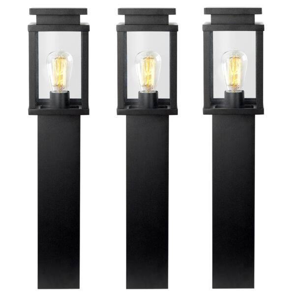 3x Jersey Tuinlamp Zwart 60cm met LED