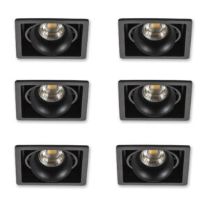 Inbouwspot Bjorn 1 zwart set 6 stuks