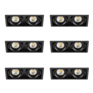 Inbouwspot Bjorn 2 zwart set 6 stuks