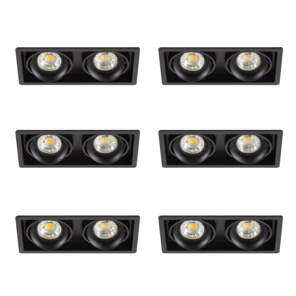 Inbouwspot Bjorn 2 zwart set 6 stuks