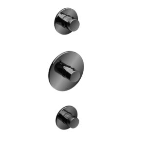Hotbath Cobber Afbouwdeel Thermostaat met 2 stopkranen Zwart Chroom CB007