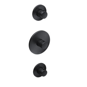Hotbath Cobber Afbouwdeel Thermostaat met 2 stopkranen Zwart Mat CB007