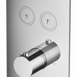 Hotbath Cobber Afbouwdeel thermostaat Rechthoek met 2 push buttons Gepolijst Messing PVD PB009Q