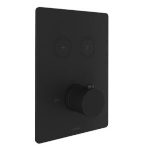 Hotbath Cobber Afbouwdeel thermostaat Rechthoek met 2 push buttons Zwart Mat PB009Q