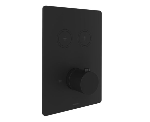 Hotbath Cobber Afbouwdeel thermostaat Rechthoek met 2 push buttons Zwart Mat PB009Q