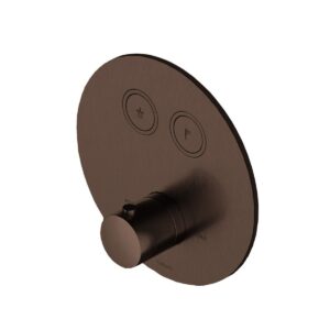 Hotbath Cobber Afbouwdeel thermostaat Rond met 2 push buttons Verouderd Messing PB009