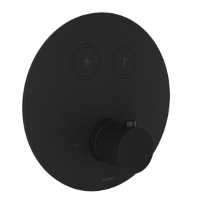 Hotbath Cobber Afbouwdeel thermostaat Rond met 2 push buttons Zwart Mat PB009