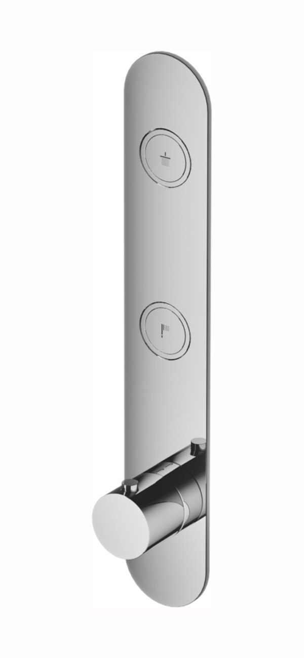 Hotbath Cobber Afbouwdeel thermostaat Verticaal met 2 push buttons Zwart Chroom PB066