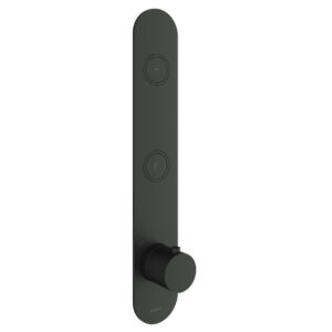 Hotbath Cobber Afbouwdeel thermostaat Verticaal met 2 push buttons Zwart Mat PB066