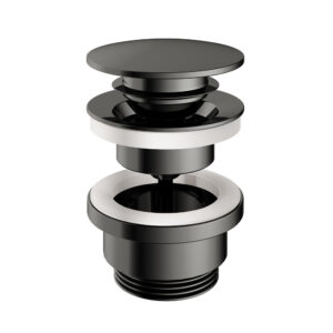 Hotbath Cobber Clickplug Clickwaste Zwart Chroom P710