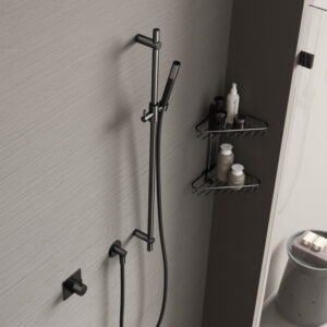 Hotbath Cobber Glijstang 90cm met handdouche Zwart Chroom M307
