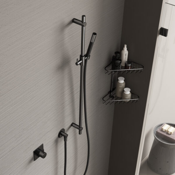 Hotbath Cobber Glijstang 90cm met handdouche Zwart Chroom M307