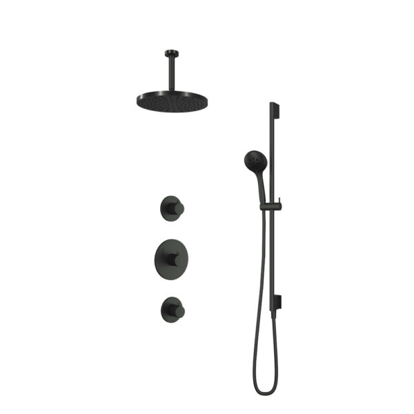 Hotbath Cobber IBS20GN inbouwdouche met 3s handdouche, 15cm plafondbuis, 30cm hoofddouche en glijstang geborsteld nikkel
