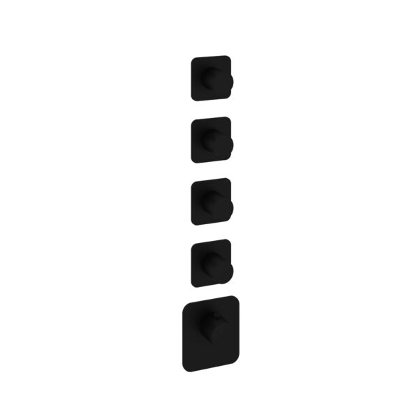Hotbath Gal High Flow inbouwthermostaat met 4 stopkranen afbouwdeel zwart mat