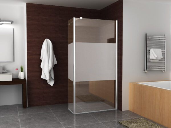 Mueller Satijn hoek douchewand met matglas 35x200cm
