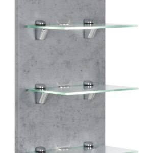 Saniclear Viva open kast met glazen planken en led verlichting 68cm betongrijs