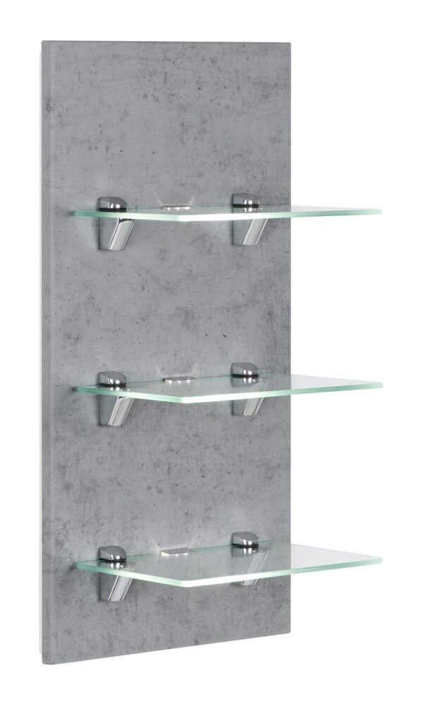 Saniclear Viva open kast met glazen planken en led verlichting 68cm betongrijs