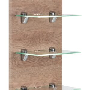 Saniclear Viva open kast met glazen planken en led verlichting 68cm licht eiken