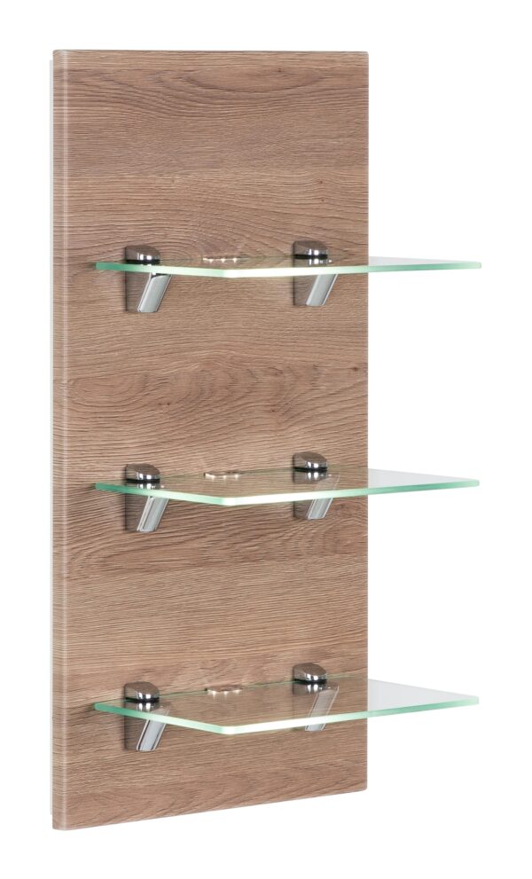 Saniclear Viva open kast met glazen planken en led verlichting 68cm licht eiken