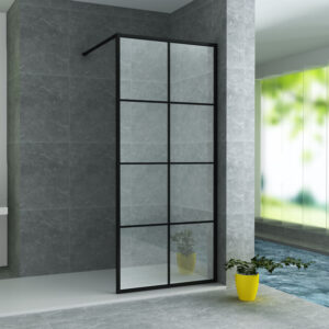 SaniGoods Next douchewand met mat zwart raster 100x200cm