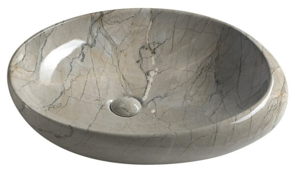 Sapho Dalma keramische waskom grijs marmer structuur 68x44x16,5cm