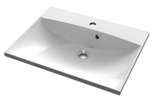 Sapho Maria mineraal marmer wastafel 60x46cm wit 1 kraangat