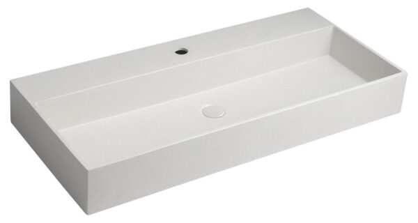 Sapho Quadrado betonnen wastafel 96x44cm wit zandsteen