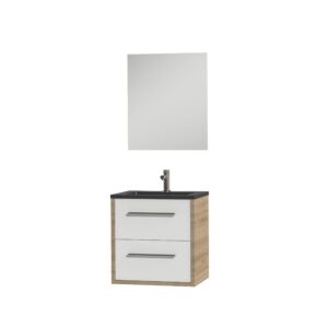 Tiger Boston badmeubelset incl spiegel en zwarte wastafel 60cm chalet eiken