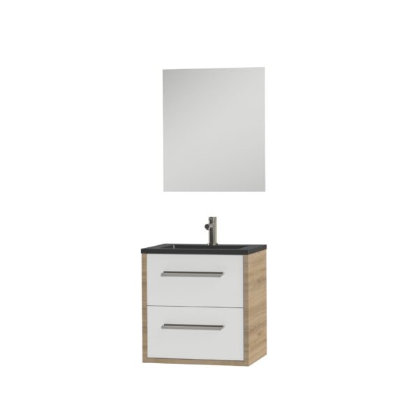 Tiger Boston badmeubelset incl spiegel en zwarte wastafel 60cm chalet eiken