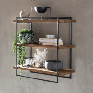 Artistiq Wandrek 'Terence' Teakhout en metaal, 60 x 60cm