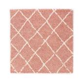 Boho&me Vierkant hoogpolig vloerkleed ruiten Habitat - roze|wit -