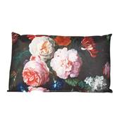 Anna&apos;s collection buitenkussen bloem - Zwart|roze - 30 x 50 cm