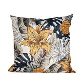 Anna&apos;s collection buitenkussen bloem - blauw|geel - 45 x 45 cm