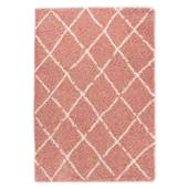 Boho&me Hoogpolig vloerkleed ruiten Habitat - roze|wit - 240x340 cm