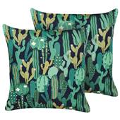 Beliani-VIOZENE-Tuinkussen set van 2-Groen-45 x 45 cm-Polyester