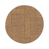 Tapeso Rond buitenkleed blokken - Twill Patch bruin - 120 cm