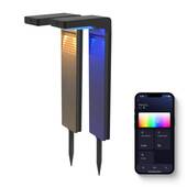 FlinQ Priklamp Gaia Zwart Solar Smart Sensor RGB & Wit Licht 2 Stuks