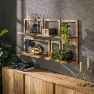 LifestyleFurn Wandplank 'Maritsa' Acaciahout, Set van 5 stuks