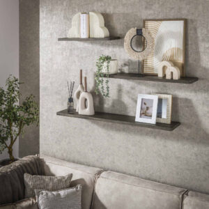 LifestyleFurn Wandplank 'Dishon' Antiek Brass, Set van 3 stuks