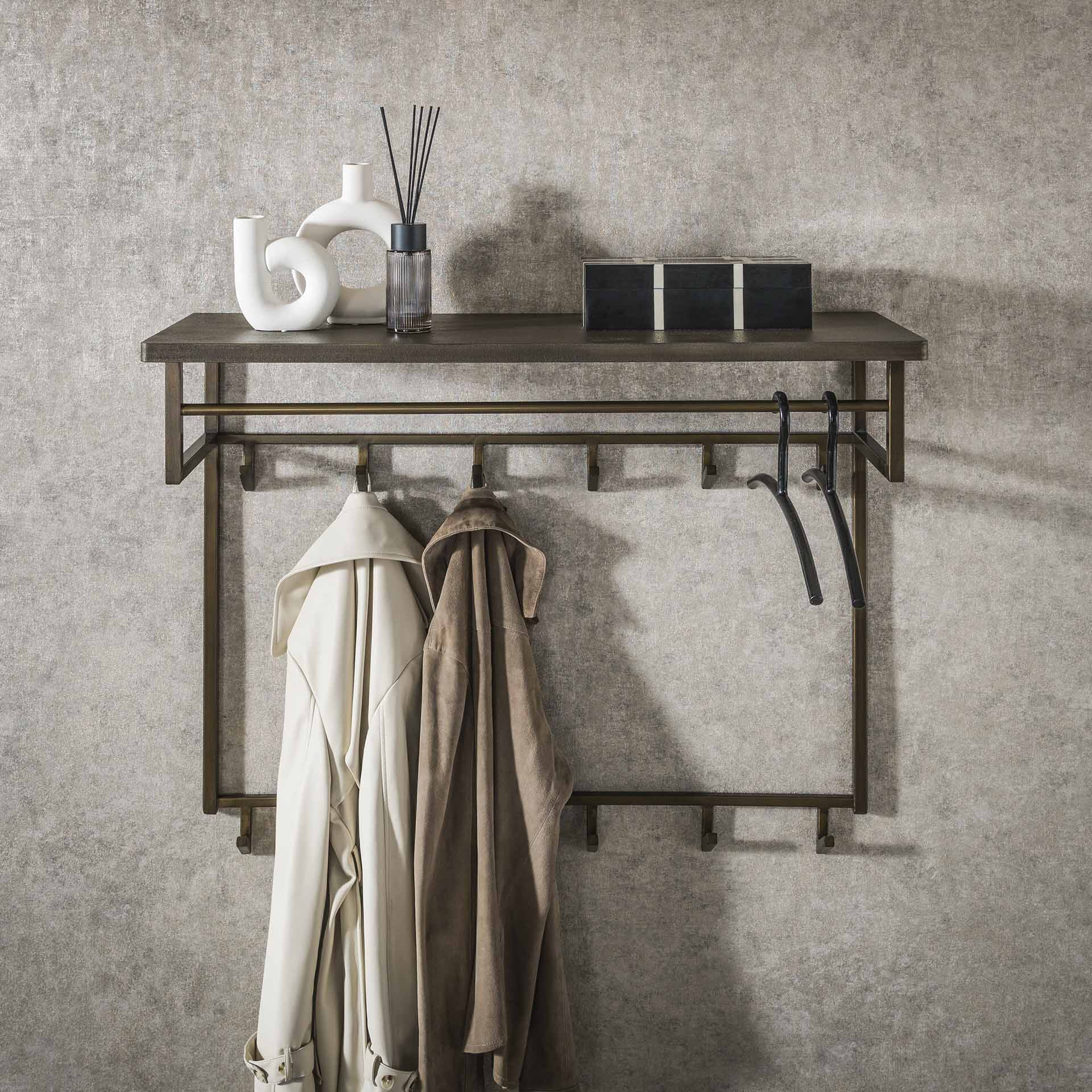 LifestyleFurn Kapstok 'Dishon' Antiek Brass, Met 12 haken 1 LifestyleFurn Kapstok 'Dishon' Antiek Brass, Met 12 haken