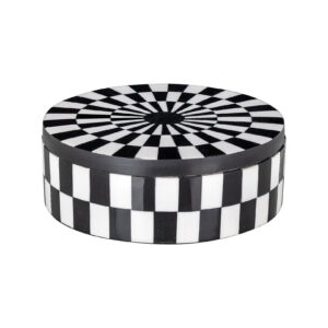 Richmond Rond Opbergdoosje 'Nore' Ø15cm, kleur Zwart/Wit