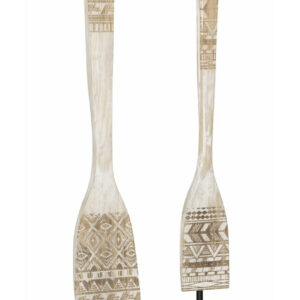 MUST Living Decoratie 'Tribal Spoon' Teakhout, Set van 2 stuks, kleur Wit